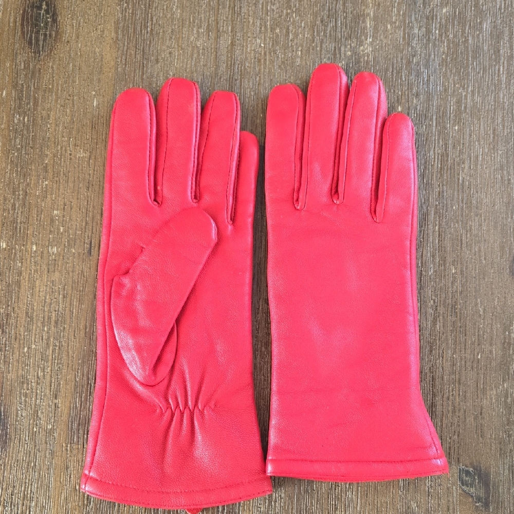 Hema Elegant Red Leather Gloves Size L